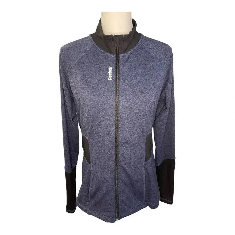 Reebok Women’s Medium Blue‎ & Black Lightweight Zip Up Sweatshirt Jacket